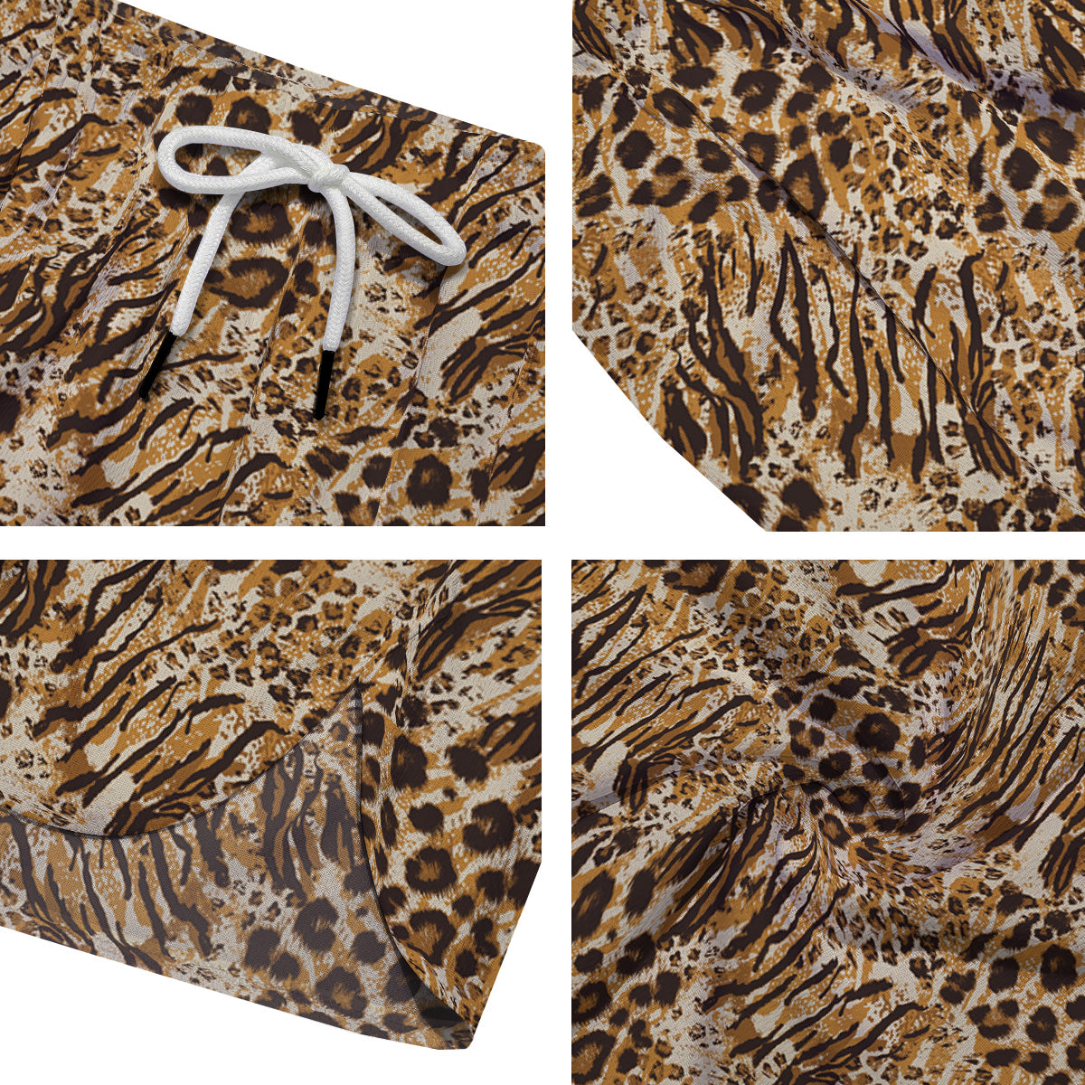 Patchwork Tiger Skin Print Pattern Men's Running Shorts-grizzshop