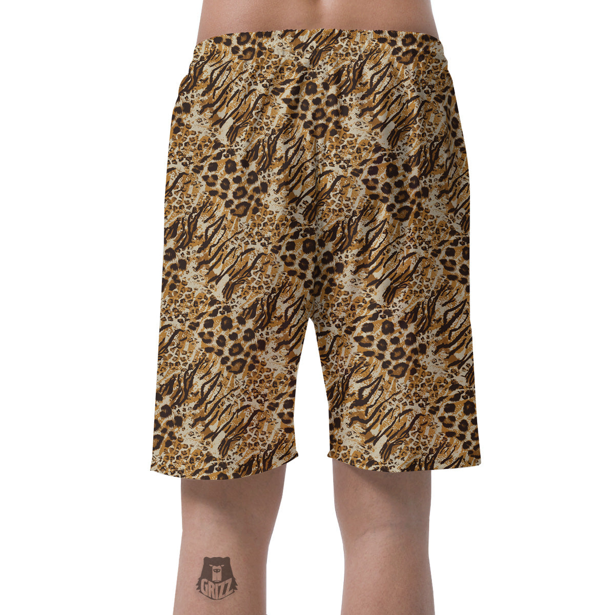 Patchwork Tiger Skin Print Pattern Men's Shorts-grizzshop