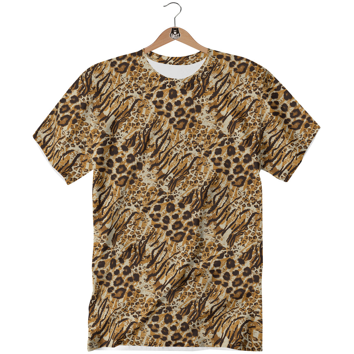 Patchwork Tiger Skin Print Pattern T-Shirt-grizzshop