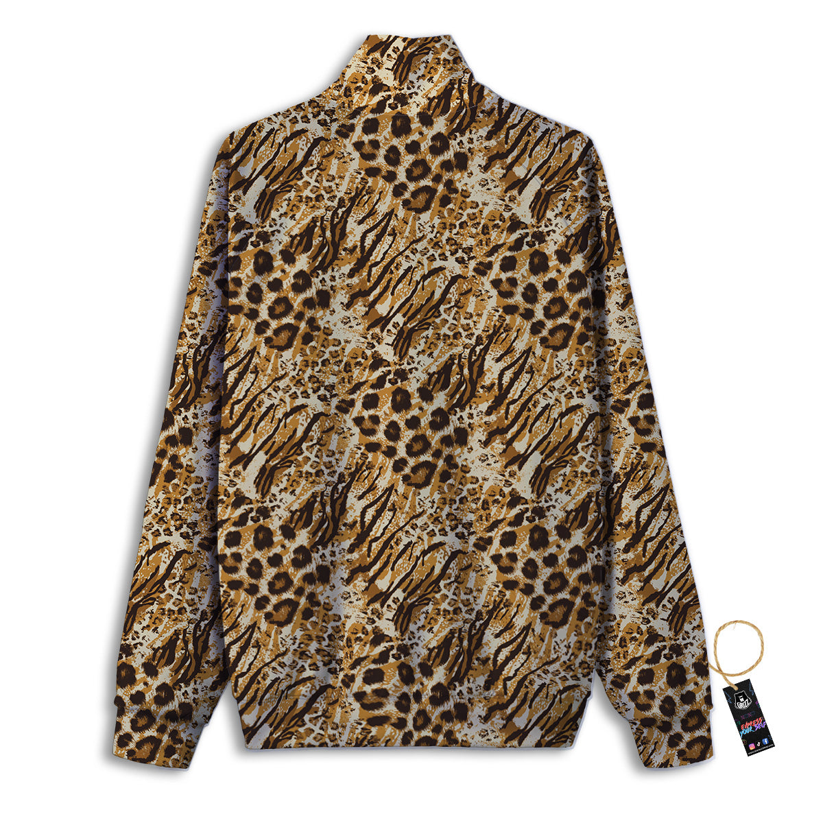 Patchwork Tiger Skin Print Pattern Track Jacket-grizzshop