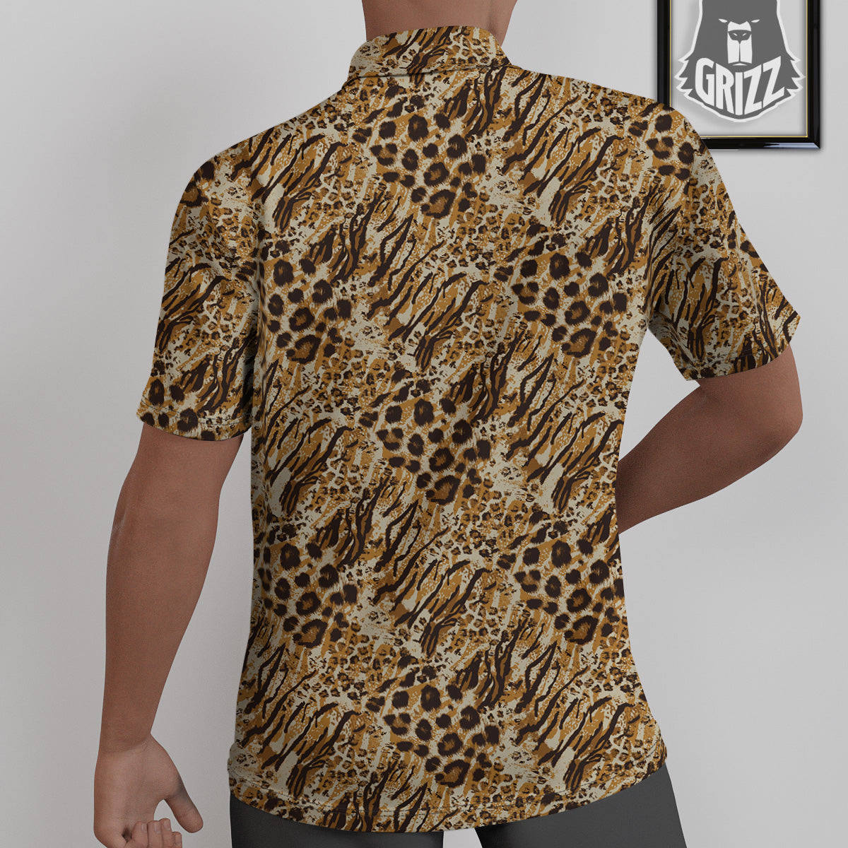 Patchwork Tiger Skin Print Pattern Untucked Shirts-grizzshop