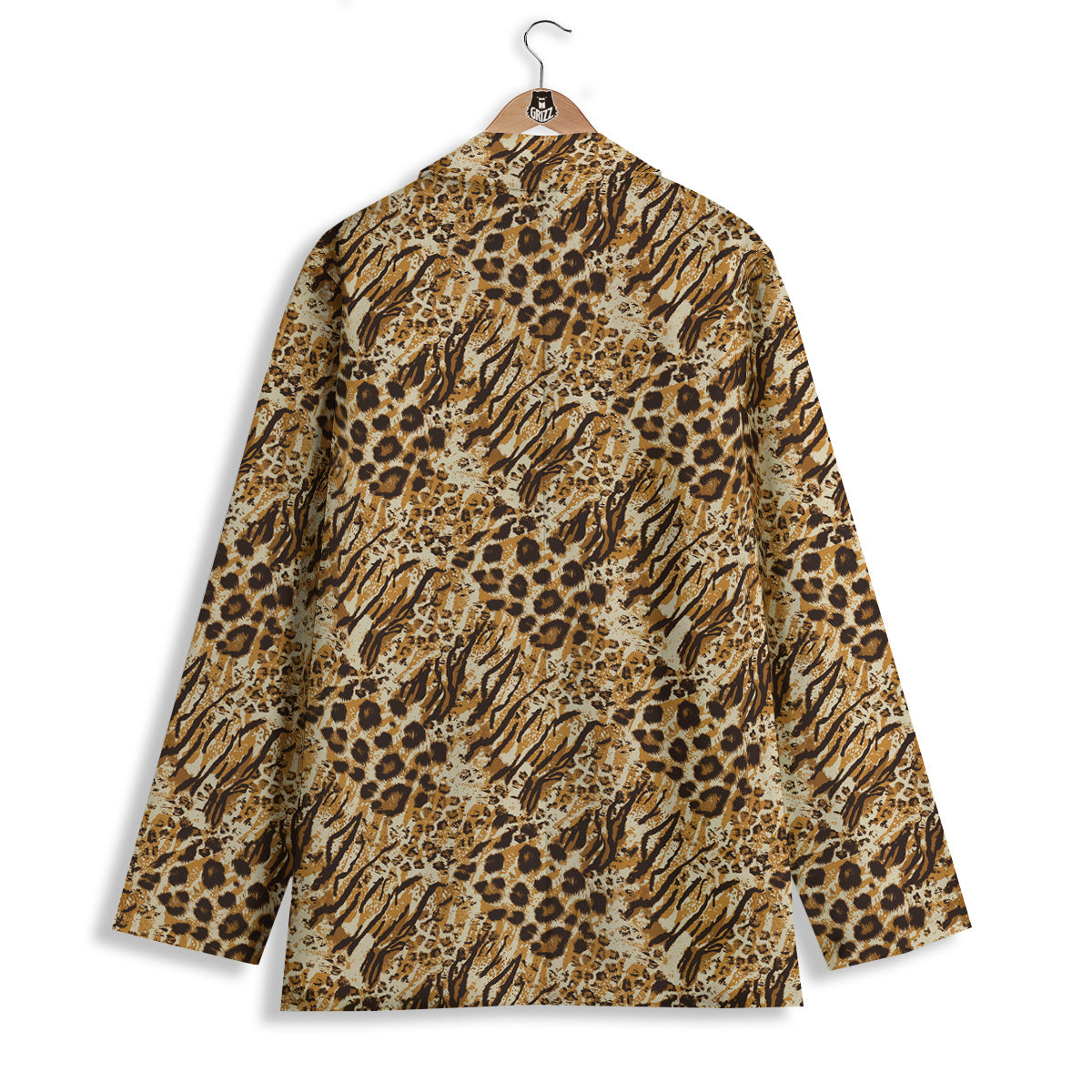 Patchwork Tiger Skin Print Pattern Women's Blazer-grizzshop