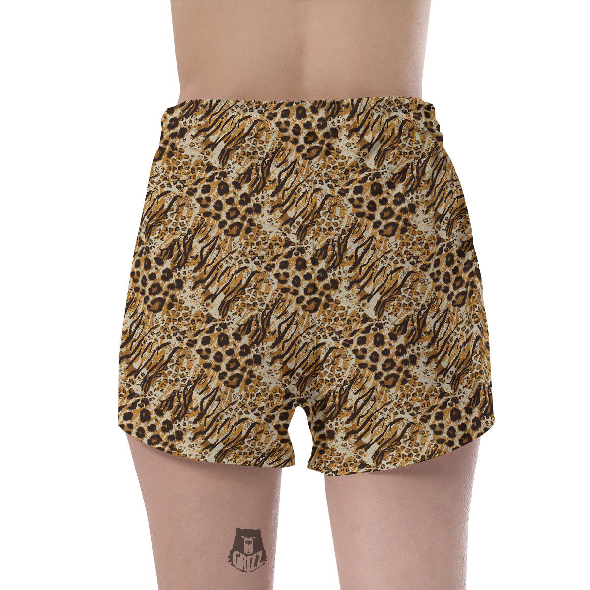 Patchwork Tiger Skin Print Pattern Women's Shorts-grizzshop