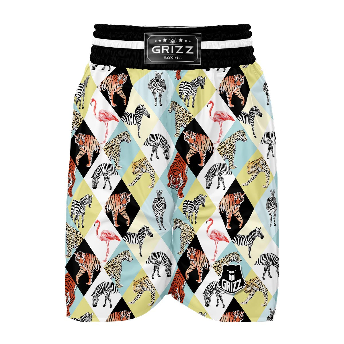 Patchwork Tropical Animal Boxing Shorts-grizzshop