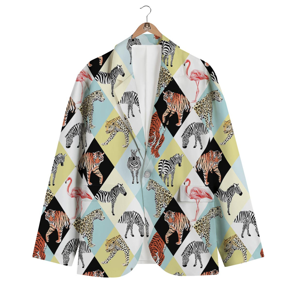 Patchwork Tropical Animal Men's Blazer-grizzshop