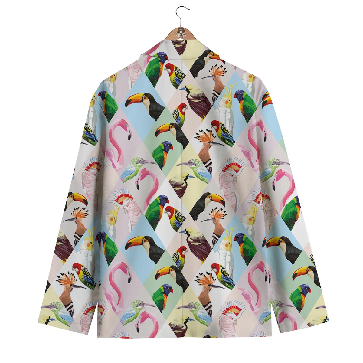 Patchwork Tropical Bird Men's Blazer-grizzshop