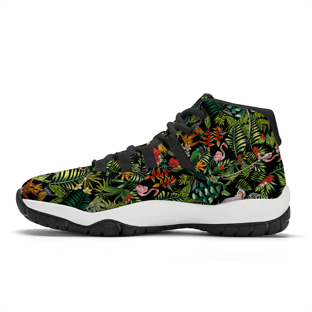 Patchwork Tropical Print Pattern Black Bball Shoes-grizzshop