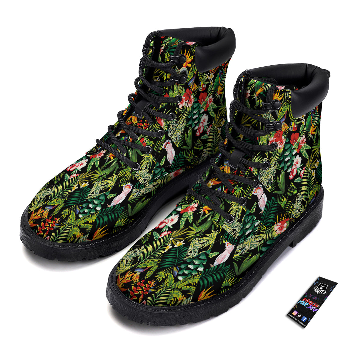 Patchwork Tropical Print Pattern Boots-grizzshop