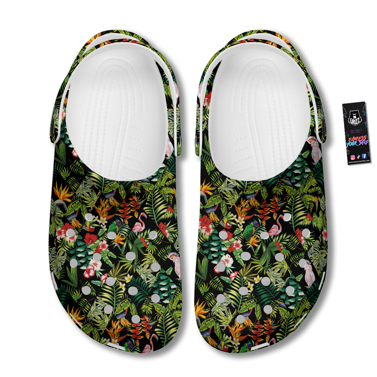 Patchwork Tropical Print Pattern Clog-grizzshop