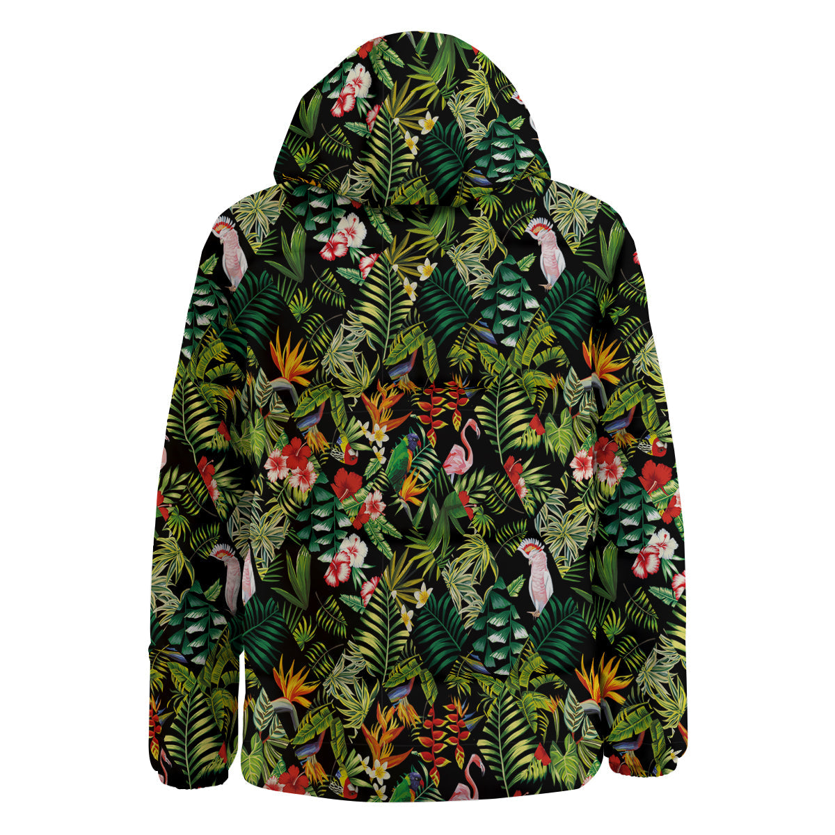 Patchwork Tropical Print Pattern Down Jacket-grizzshop