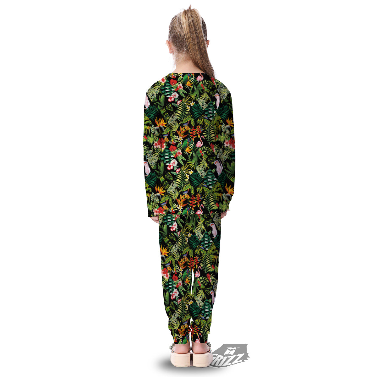 Patchwork Tropical Print Pattern Kid's Pajamas-grizzshop