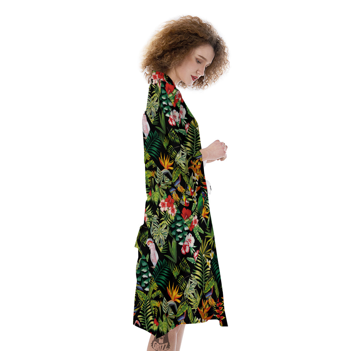 Patchwork Tropical Print Pattern Kimono-grizzshop