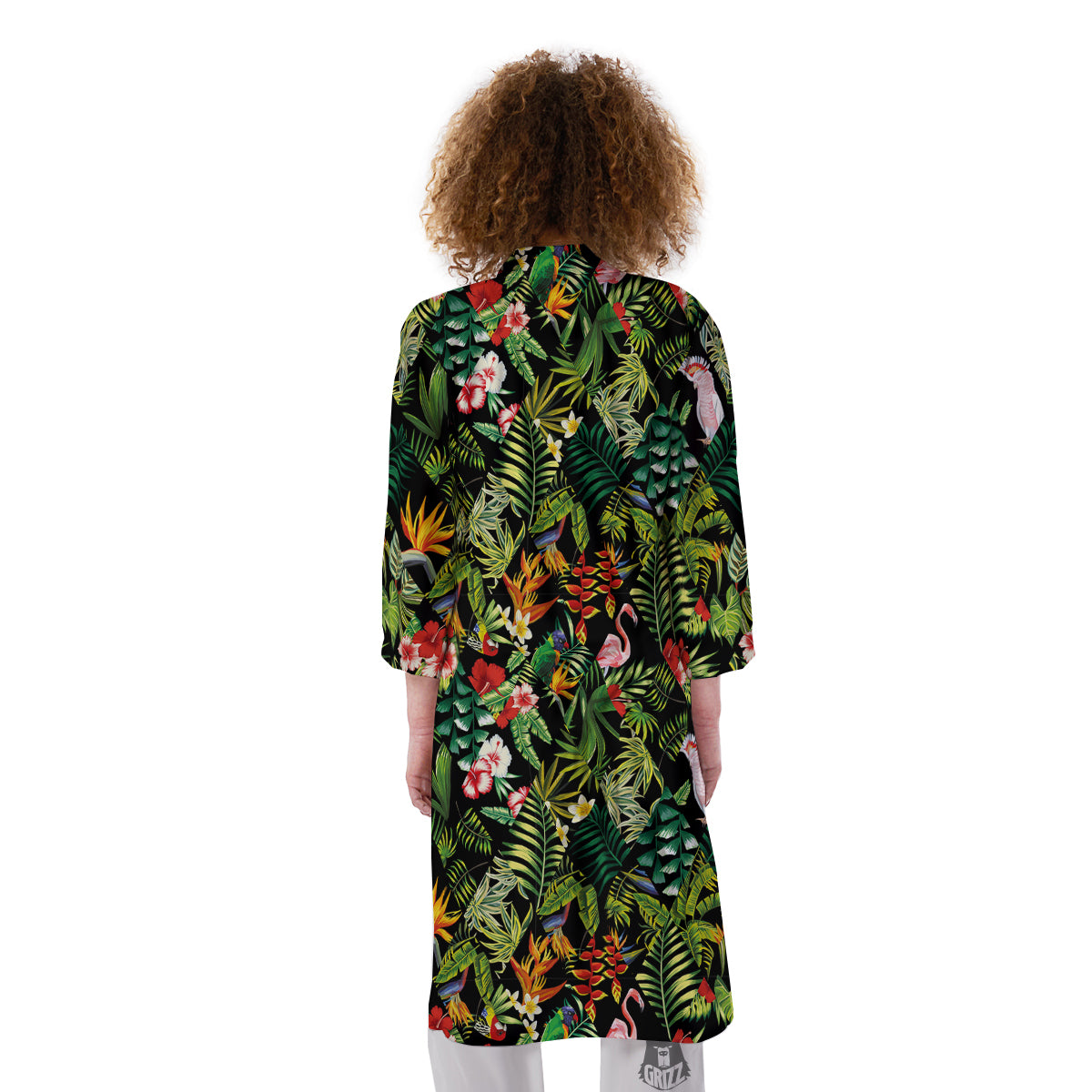 Patchwork Tropical Print Pattern Kimono-grizzshop