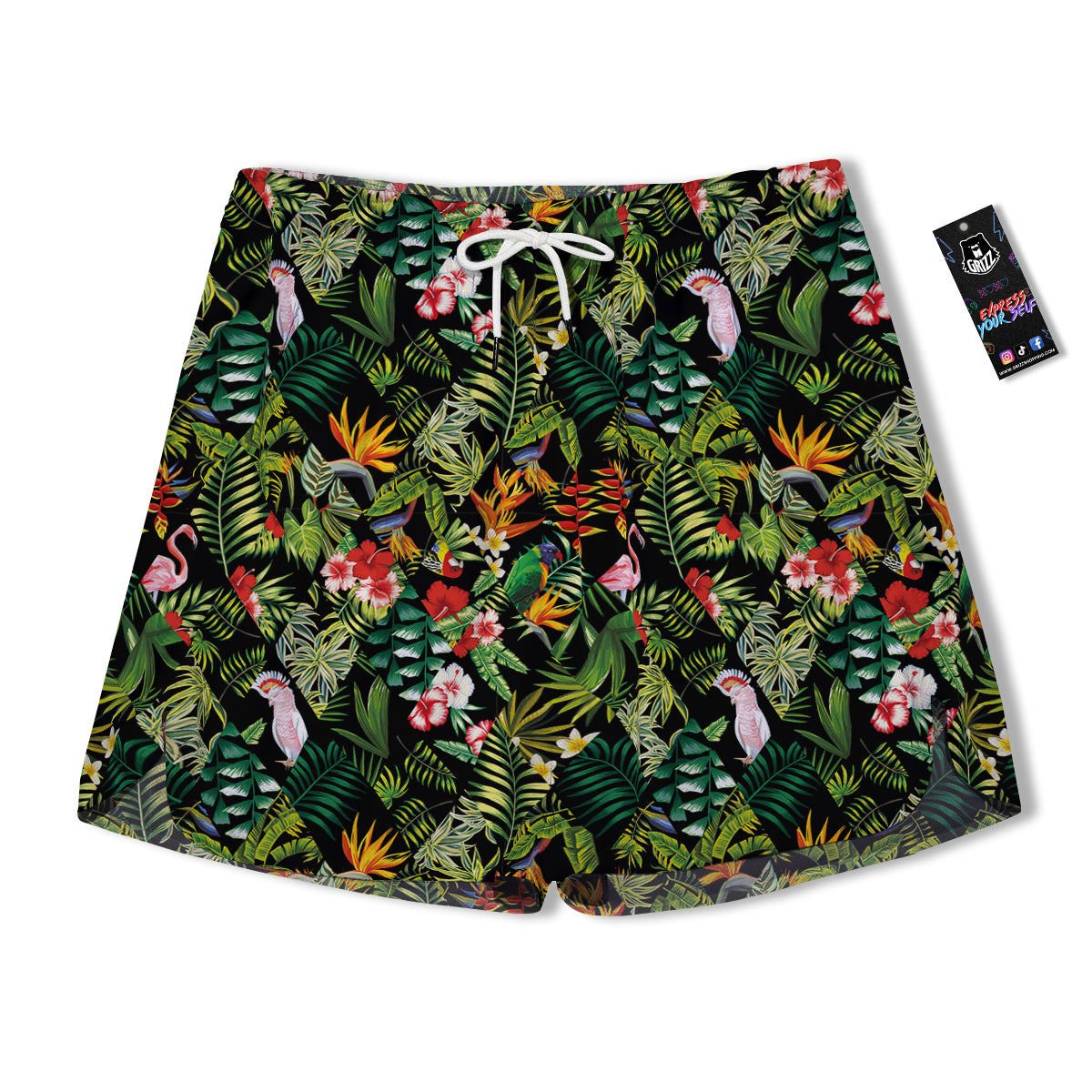 Patchwork Tropical Print Pattern Men's Running Shorts-grizzshop