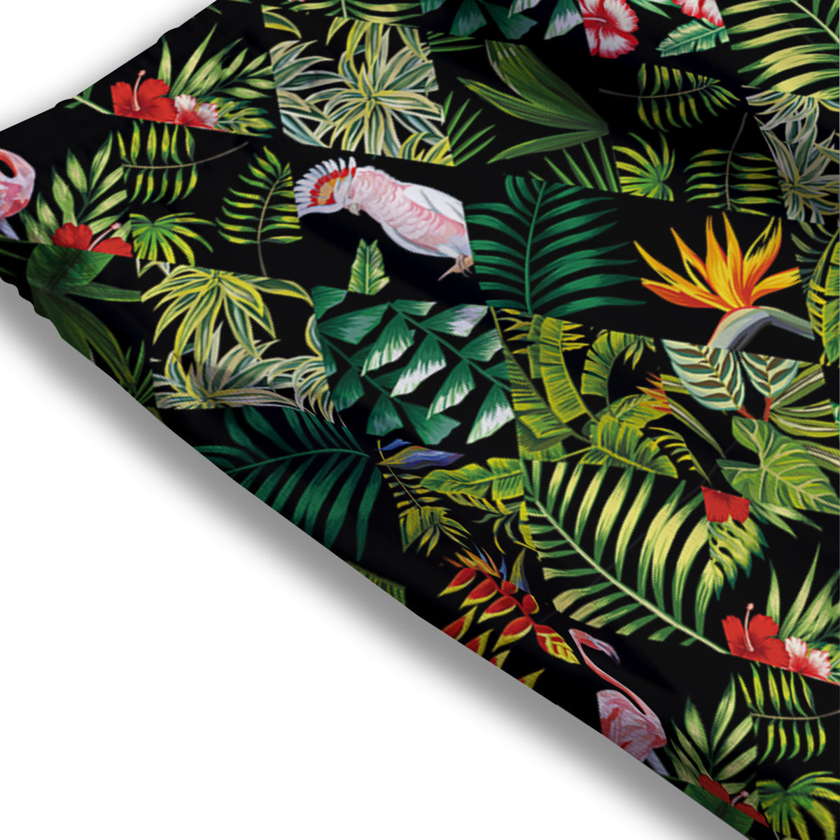 Patchwork Tropical Print Pattern Mesh Shorts