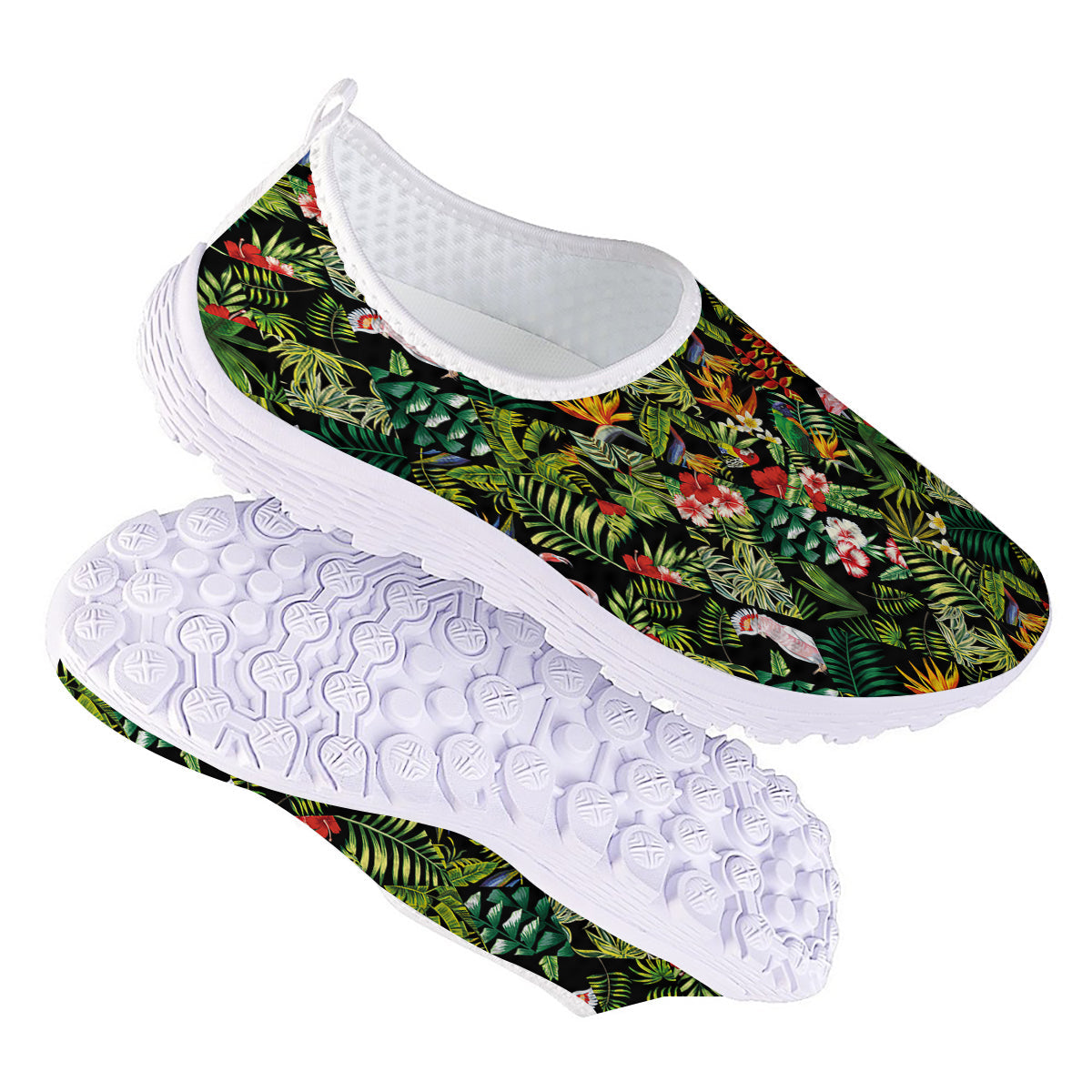 Patchwork Tropical Print Pattern Nurse Shoes-grizzshop