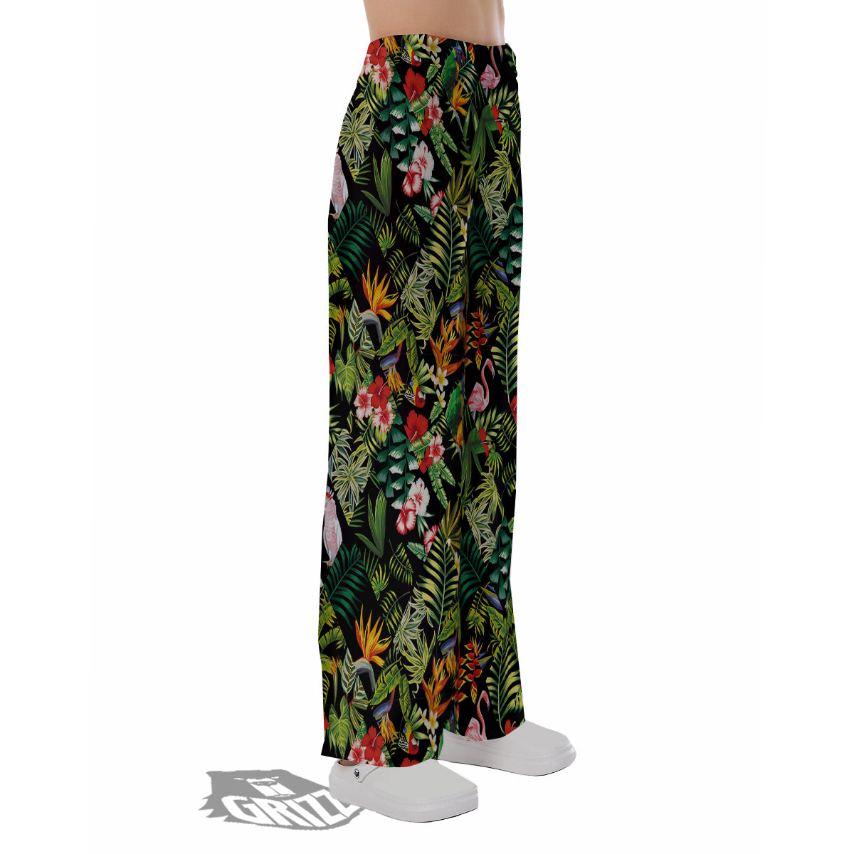 Patchwork Tropical Print Pattern Pajama Pants-grizzshop