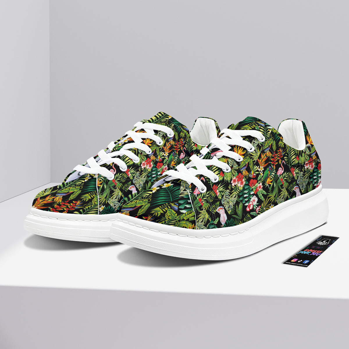 Patchwork Tropical Print Pattern Platform Shoes-grizzshop