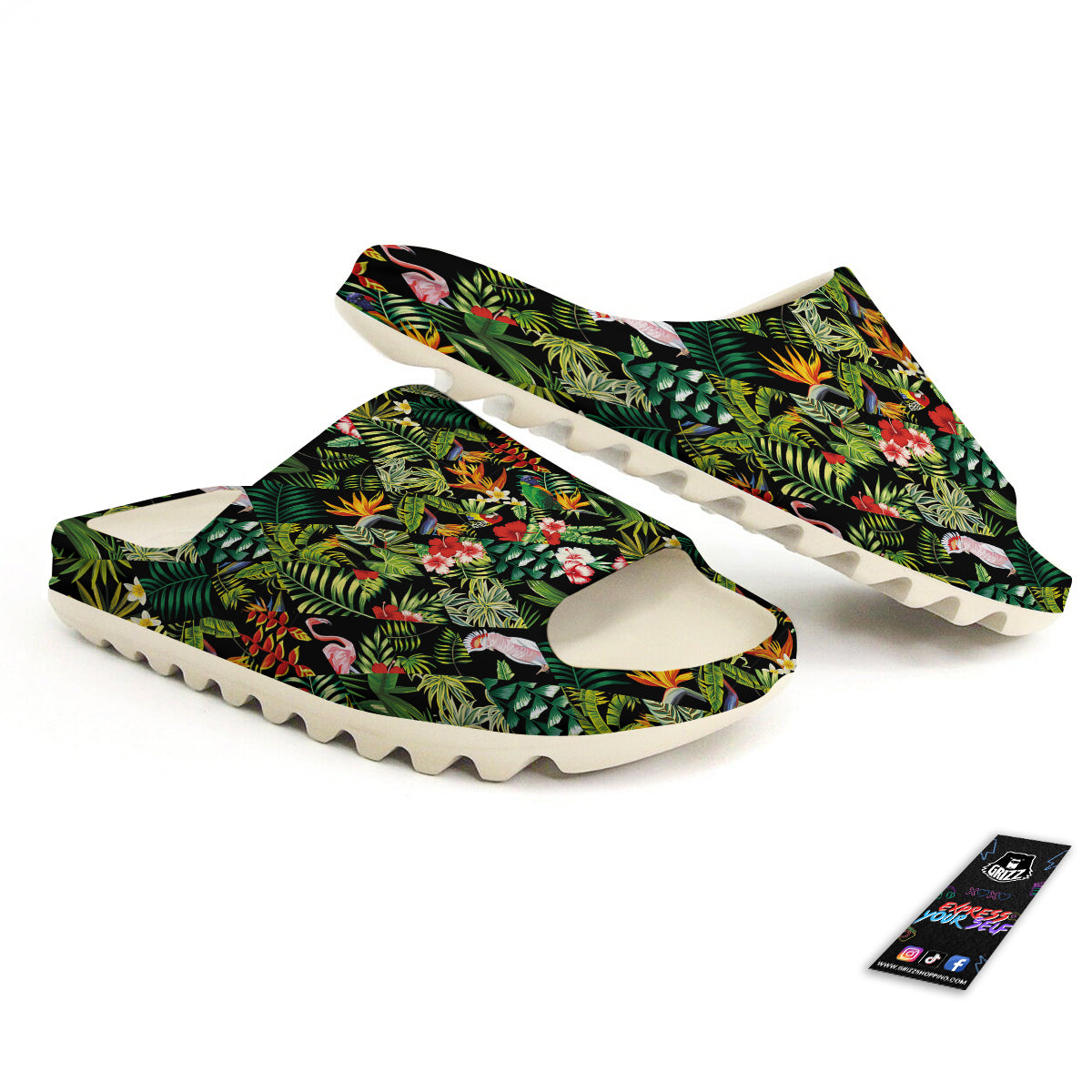 Patchwork Tropical Print Pattern Sandals-grizzshop