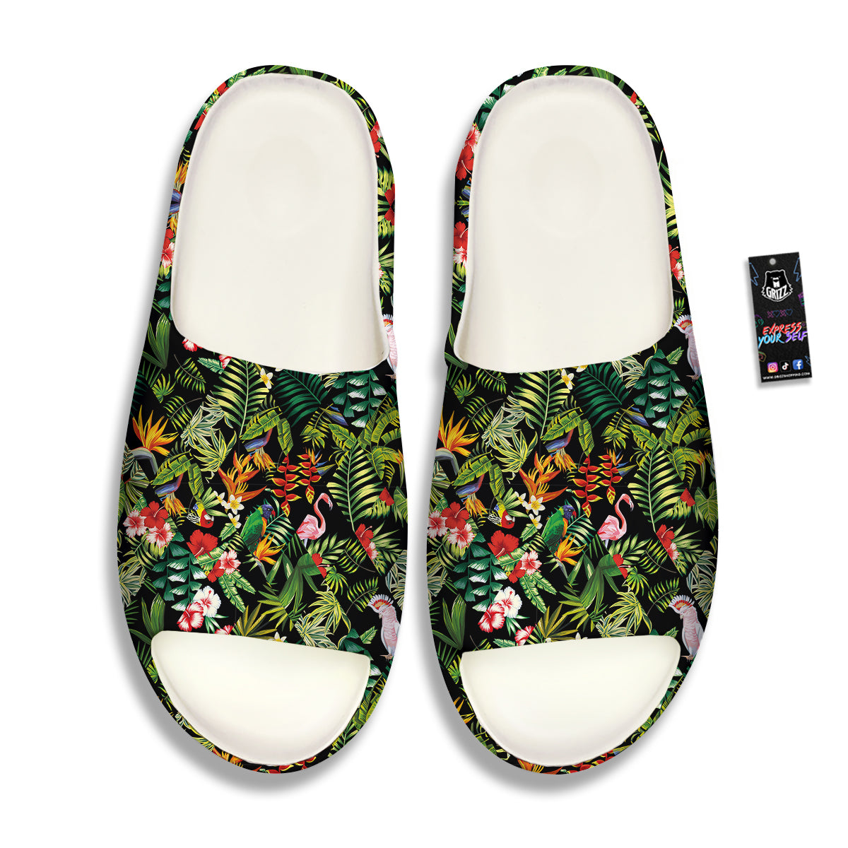 Patchwork Tropical Print Pattern Sandals-grizzshop
