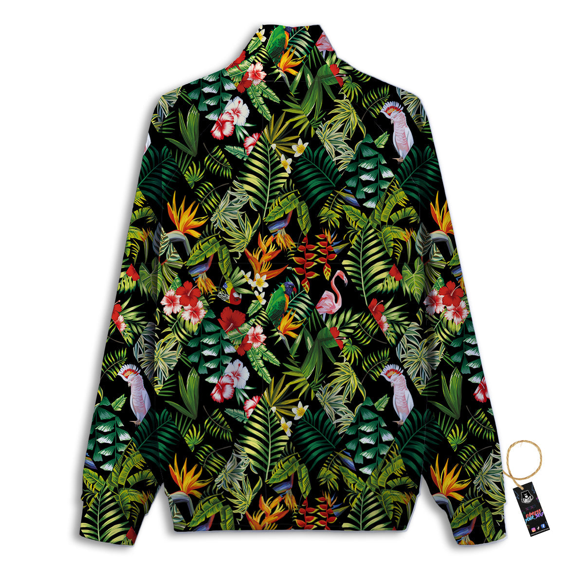 Patchwork Tropical Print Pattern Track Jacket-grizzshop