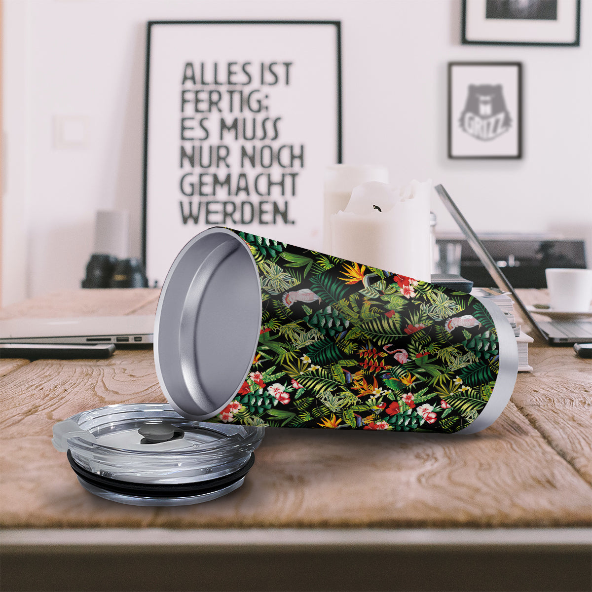 Patchwork Tropical Print Pattern Tumbler-grizzshop
