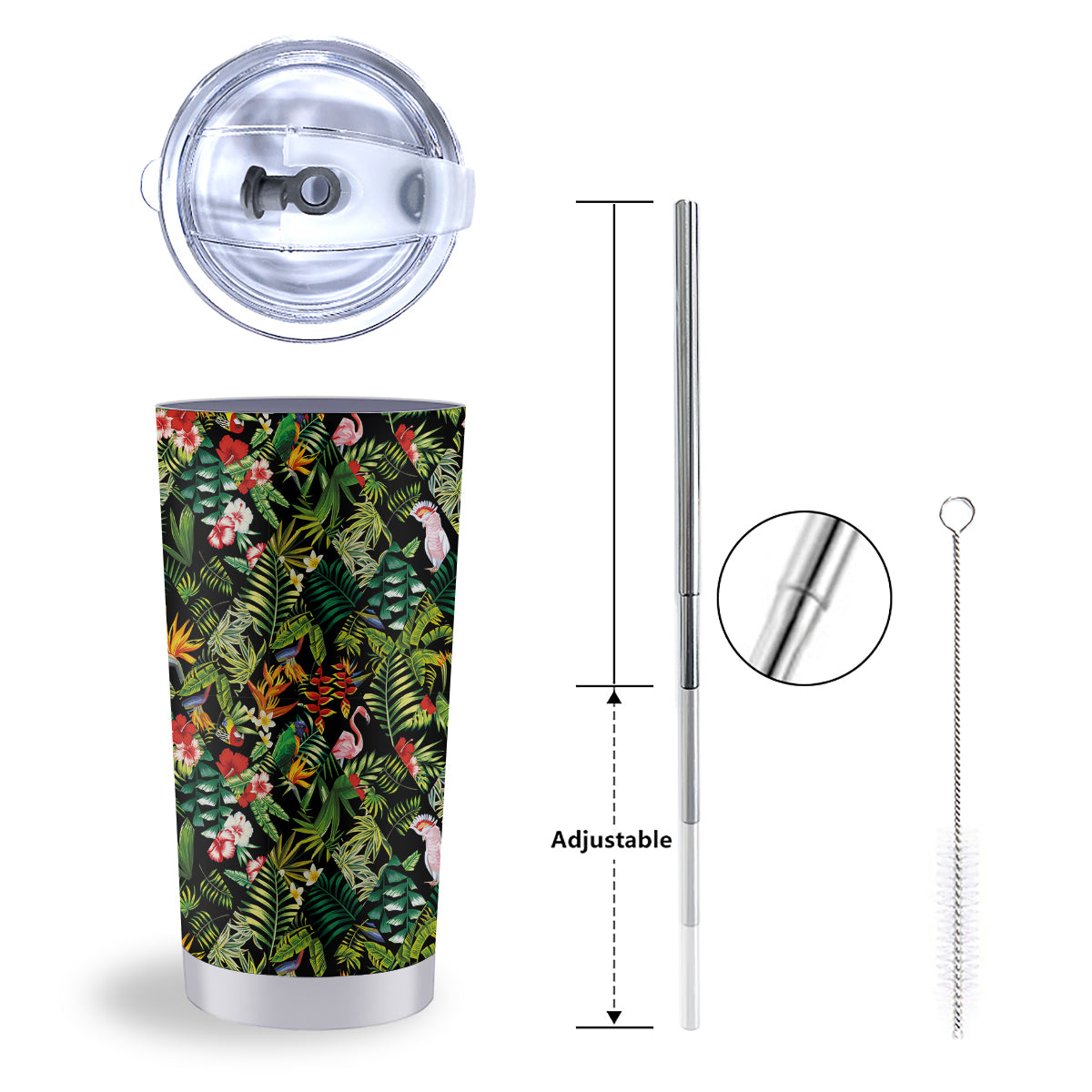 Patchwork Tropical Print Pattern Tumbler-grizzshop