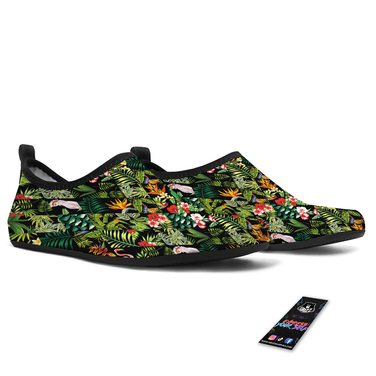 Patchwork Tropical Print Pattern Water Shoes-grizzshop