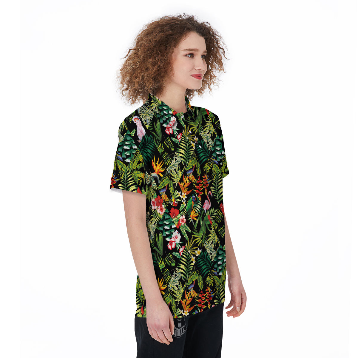 Patchwork Tropical Print Pattern Women's Golf Shirts-grizzshop