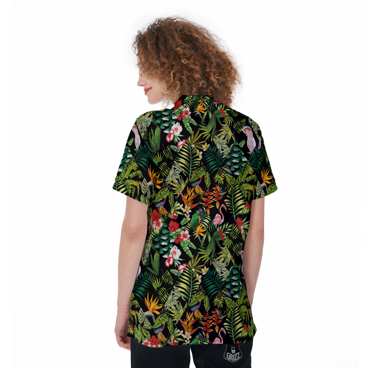 Patchwork Tropical Print Pattern Women's Golf Shirts-grizzshop