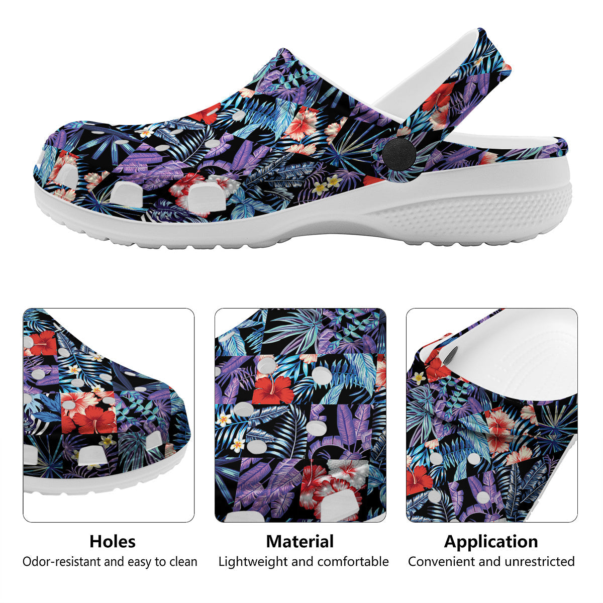 Patchwork Tropical Watercolor Print Pattern Clog-grizzshop