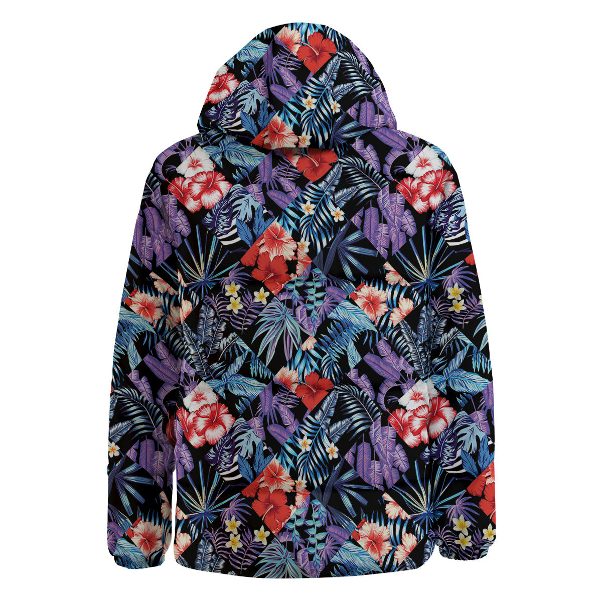Patchwork Tropical Watercolor Print Pattern Down Jacket-grizzshop