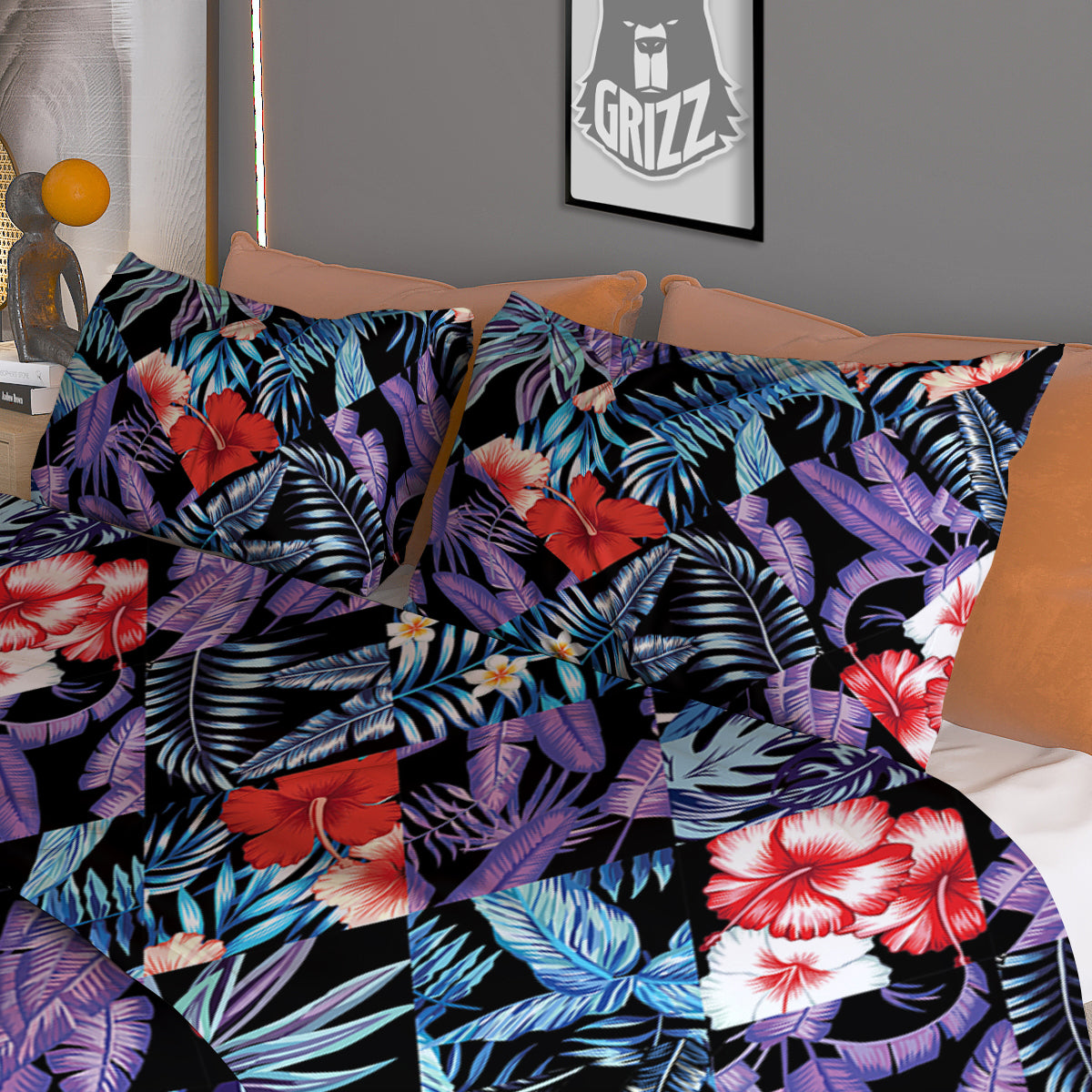 Patchwork Tropical Watercolor Print Pattern Duvet Cover Bedding Set