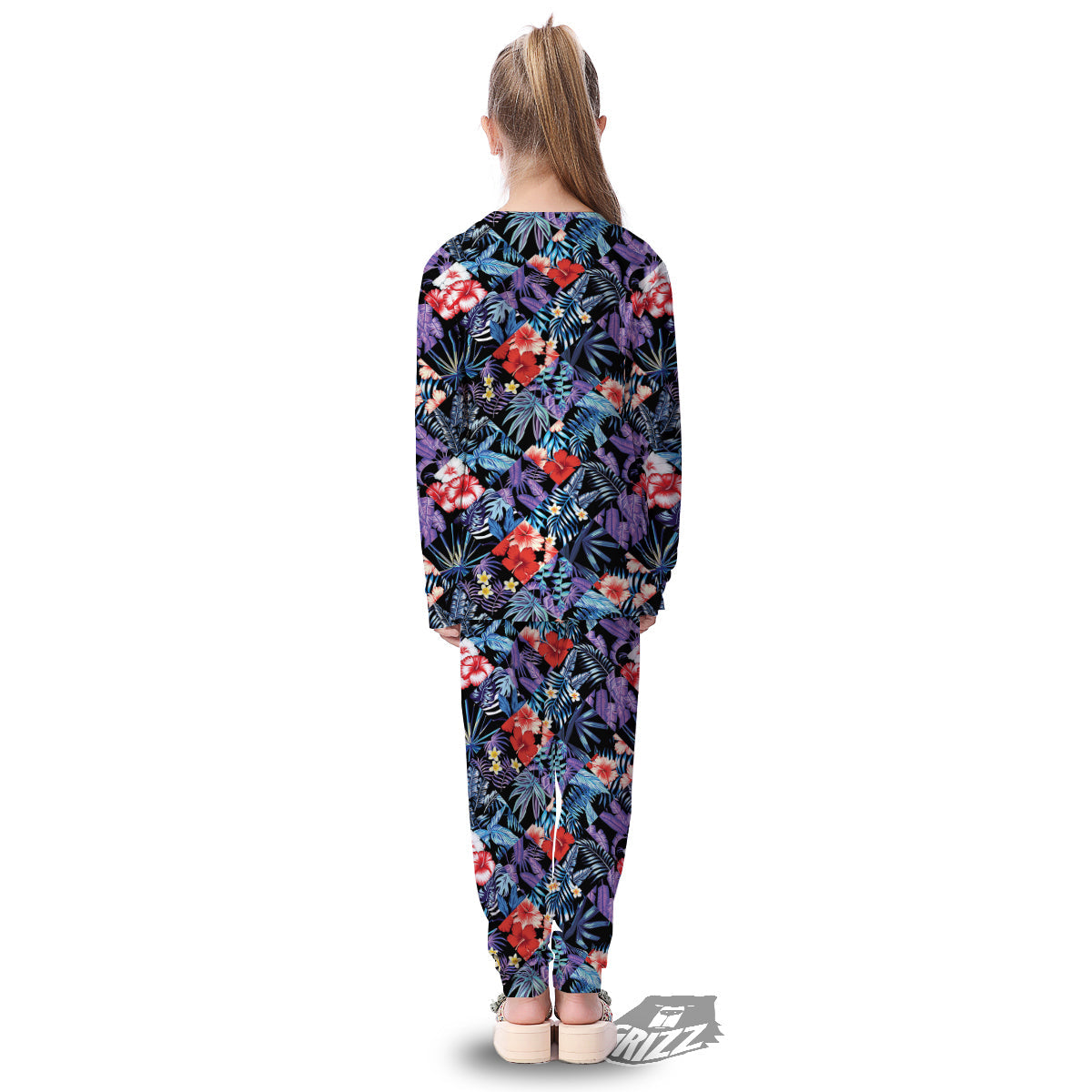 Patchwork Tropical Watercolor Print Pattern Kid's Pajamas-grizzshop