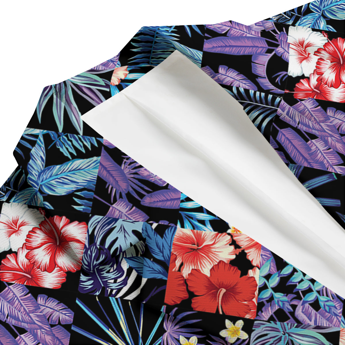 Patchwork Tropical Watercolor Print Pattern Men's Blazer-grizzshop