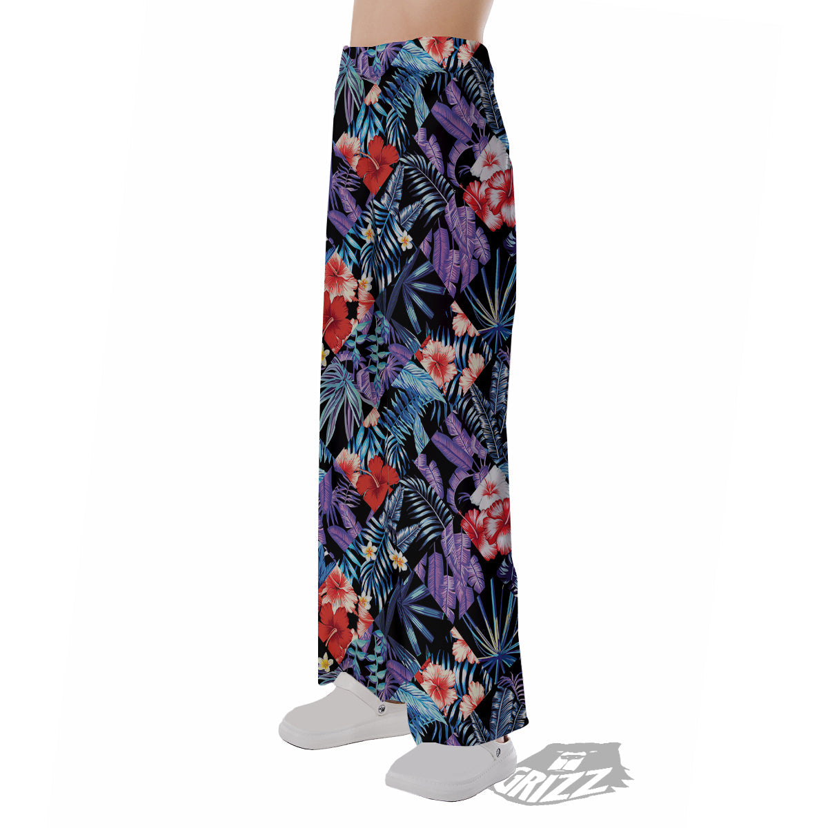 Patchwork Tropical Watercolor Print Pattern Pajama Pants-grizzshop