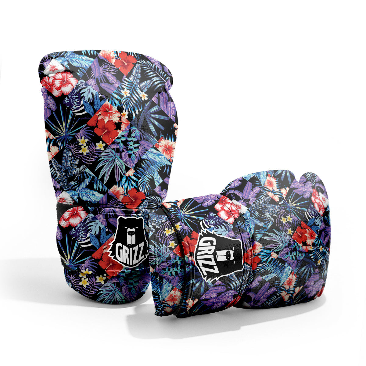 Patchwork Tropical Watercolor Print Pattern Pro Boxing Glove