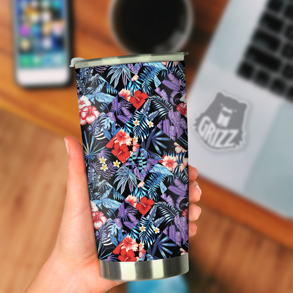 Patchwork Tropical Watercolor Print Pattern Tumbler-grizzshop