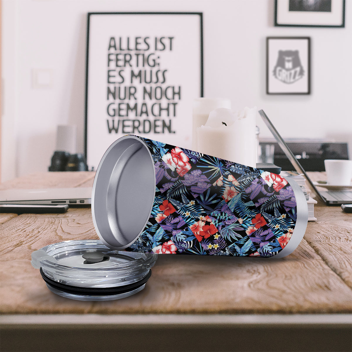 Patchwork Tropical Watercolor Print Pattern Tumbler-grizzshop
