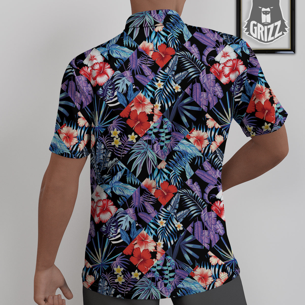 Patchwork Tropical Watercolor Print Pattern Untucked Shirts-grizzshop