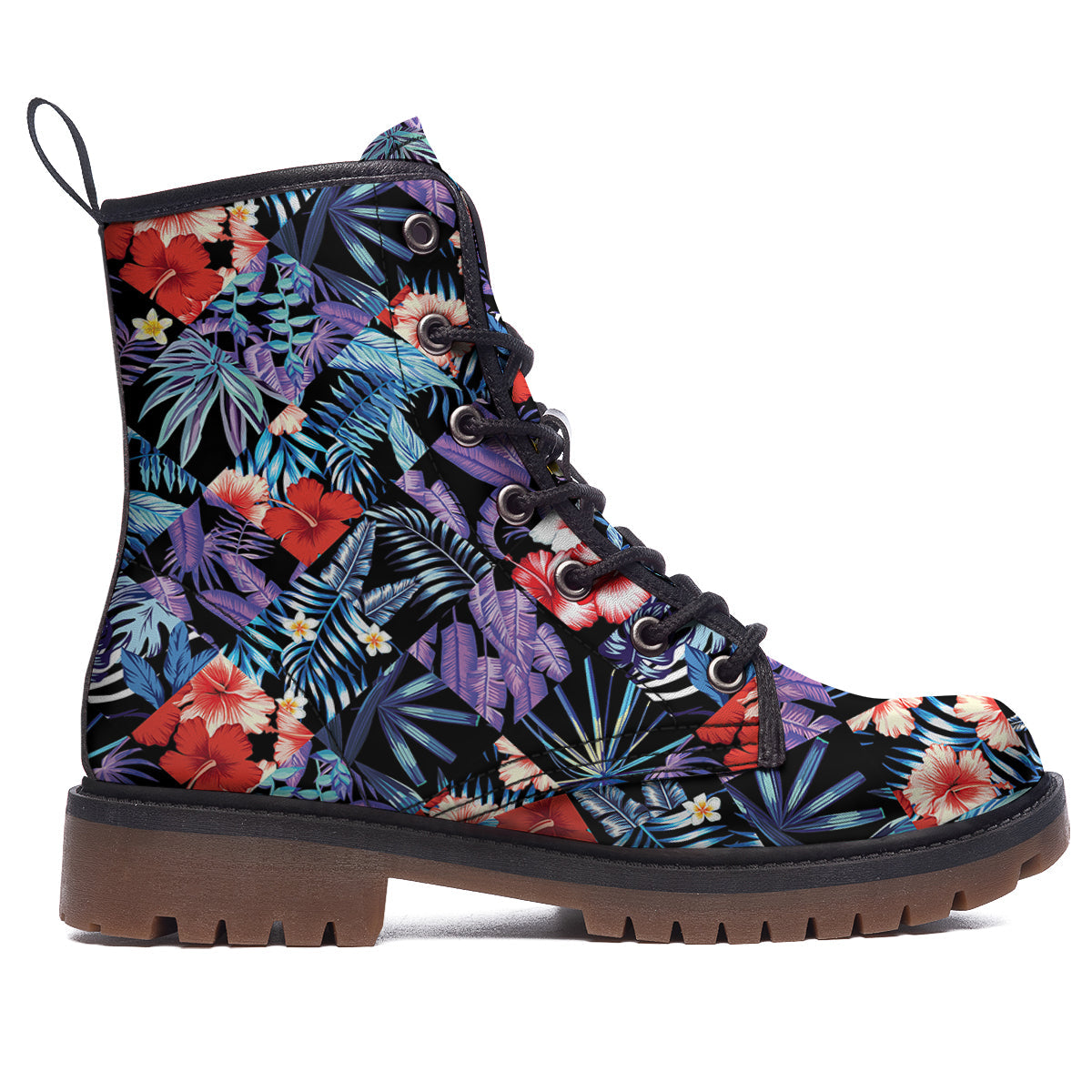 Patchwork Tropical Watercolor Print Pattern Work Boots-grizzshop