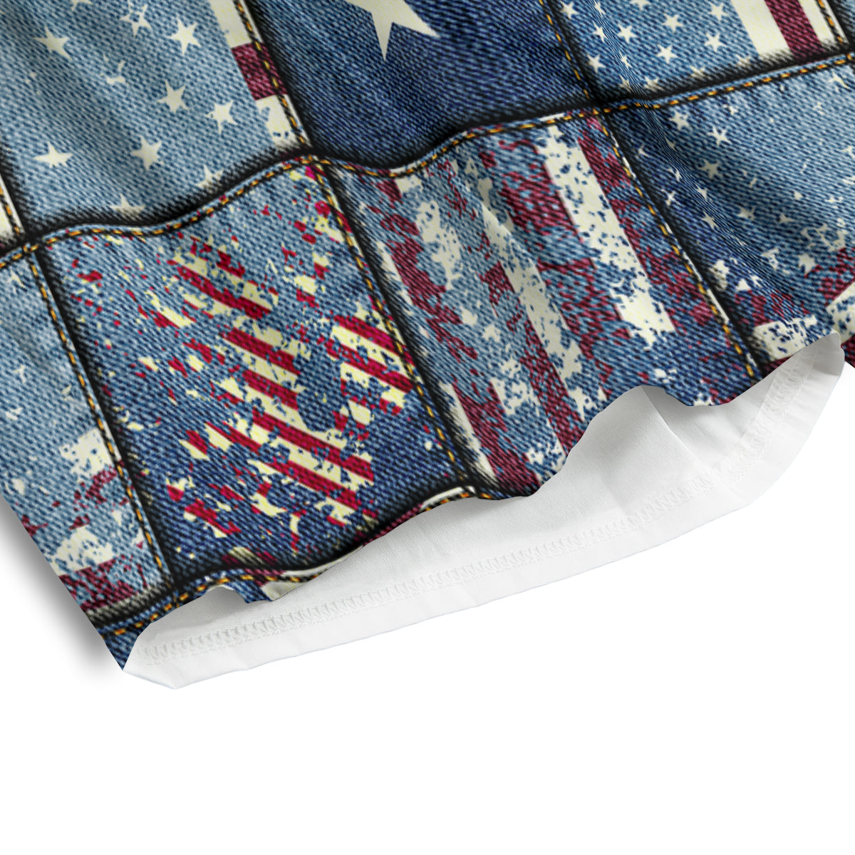 Patchwork USA Denim Print Pattern Men's Athletic Shorts