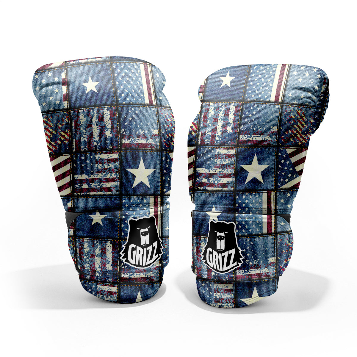 Patchwork USA Denim Print Pattern Pro Boxing Glove
