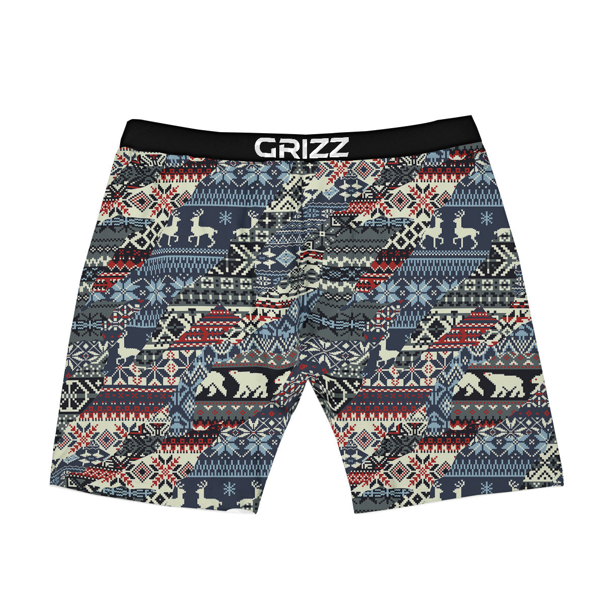 Patchwork Ugly Snowflake And Knitted Print Pattern Boxer Briefs-grizzshop