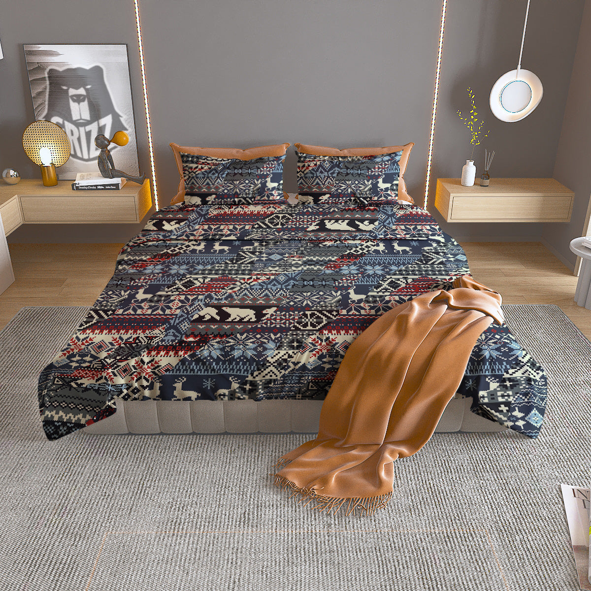 Patchwork Ugly Snowflake And Knitted Print Pattern Duvet Cover Bedding Set-grizzshop
