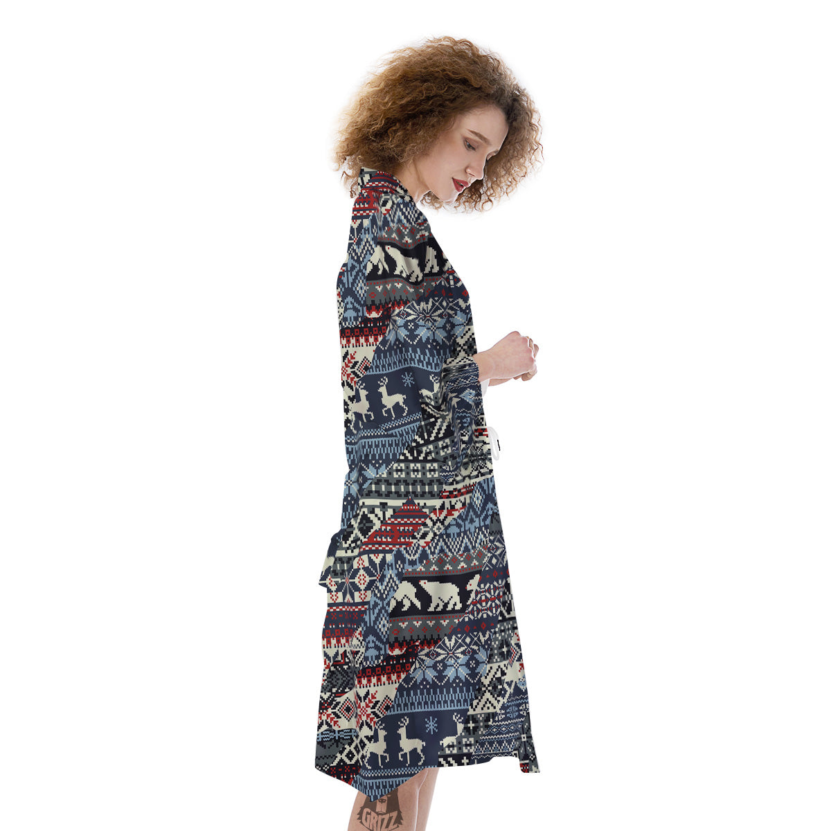 Patchwork Ugly Snowflake And Knitted Print Pattern Kimono-grizzshop