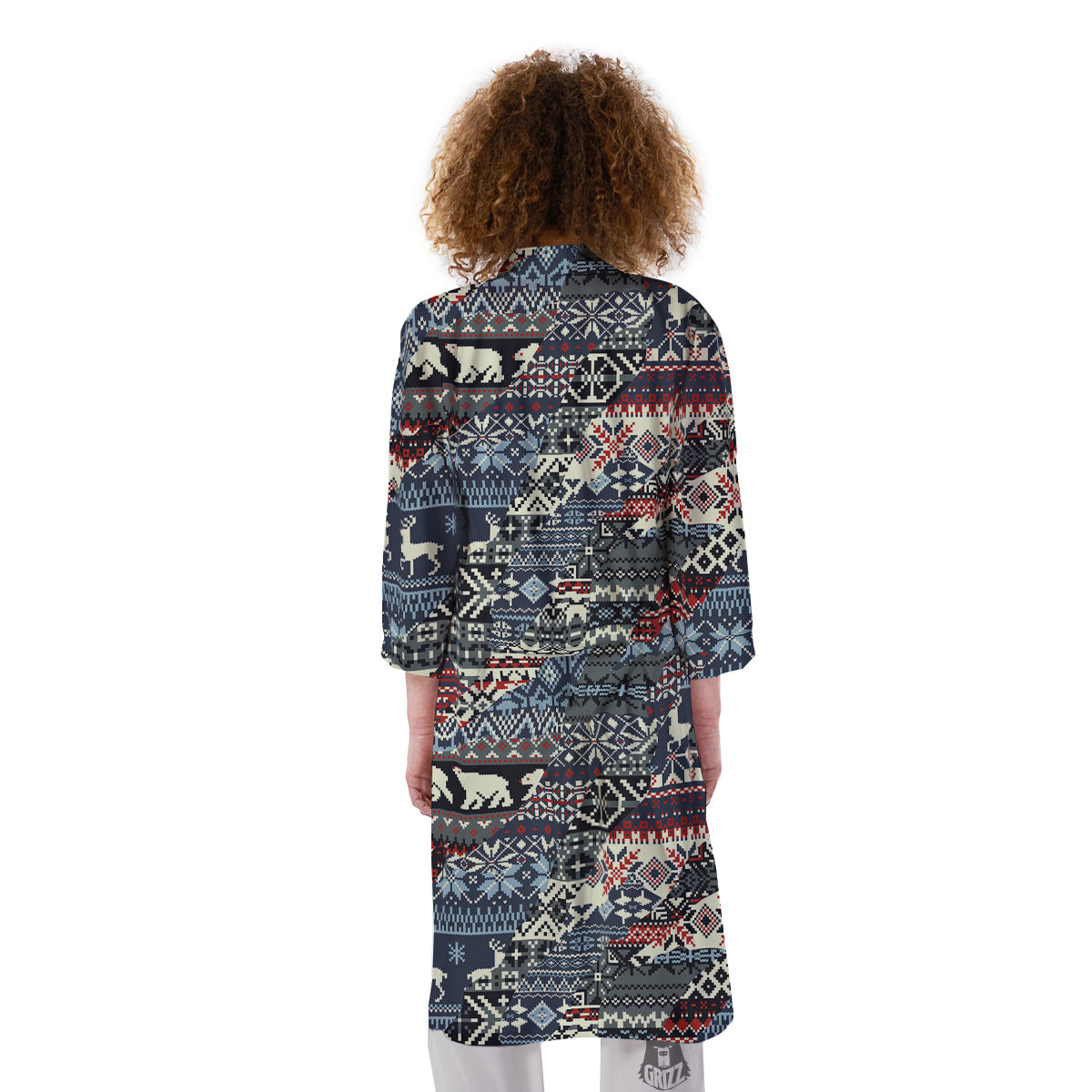 Patchwork Ugly Snowflake And Knitted Print Pattern Kimono-grizzshop