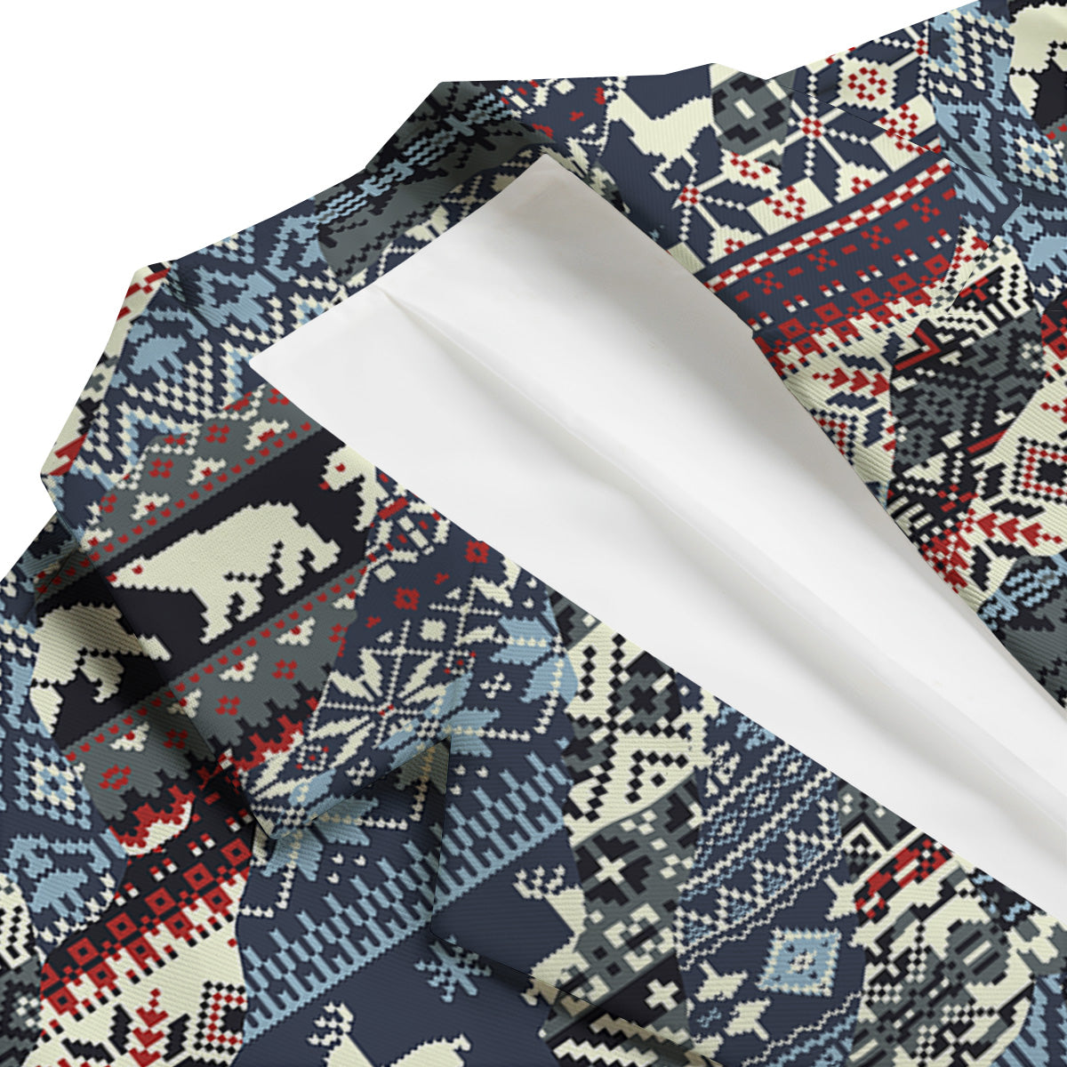 Patchwork Ugly Snowflake And Knitted Print Pattern Men's Blazer-grizzshop