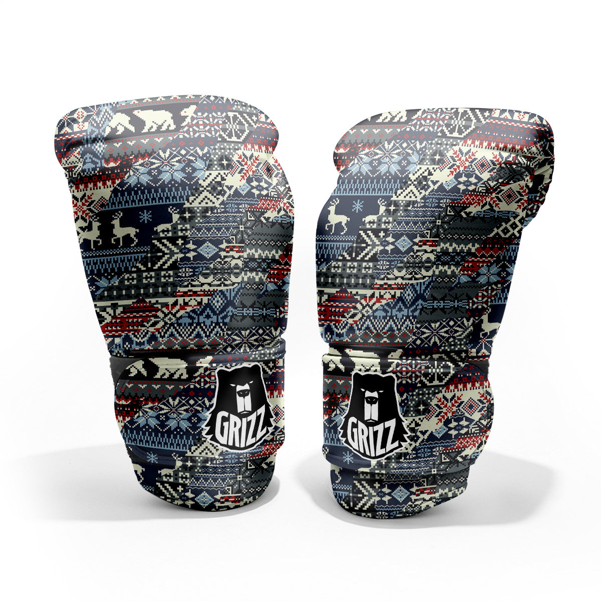 Patchwork Ugly Snowflake And Knitted Print Pattern Pro Boxing Glove