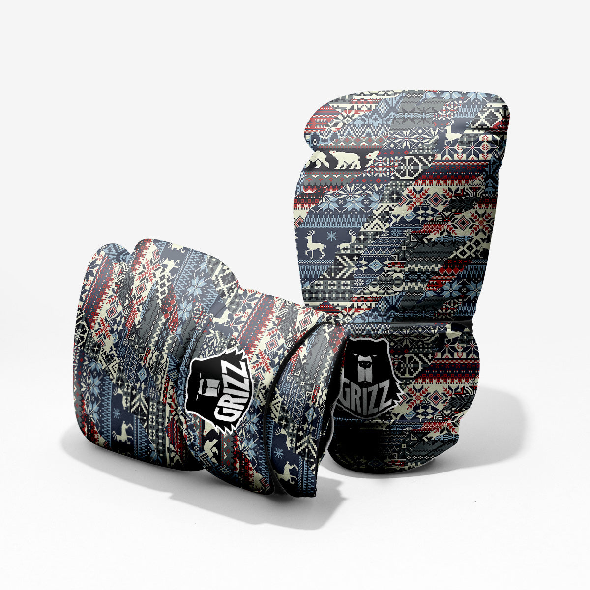 Patchwork Ugly Snowflake And Knitted Print Pattern Pro Boxing Glove